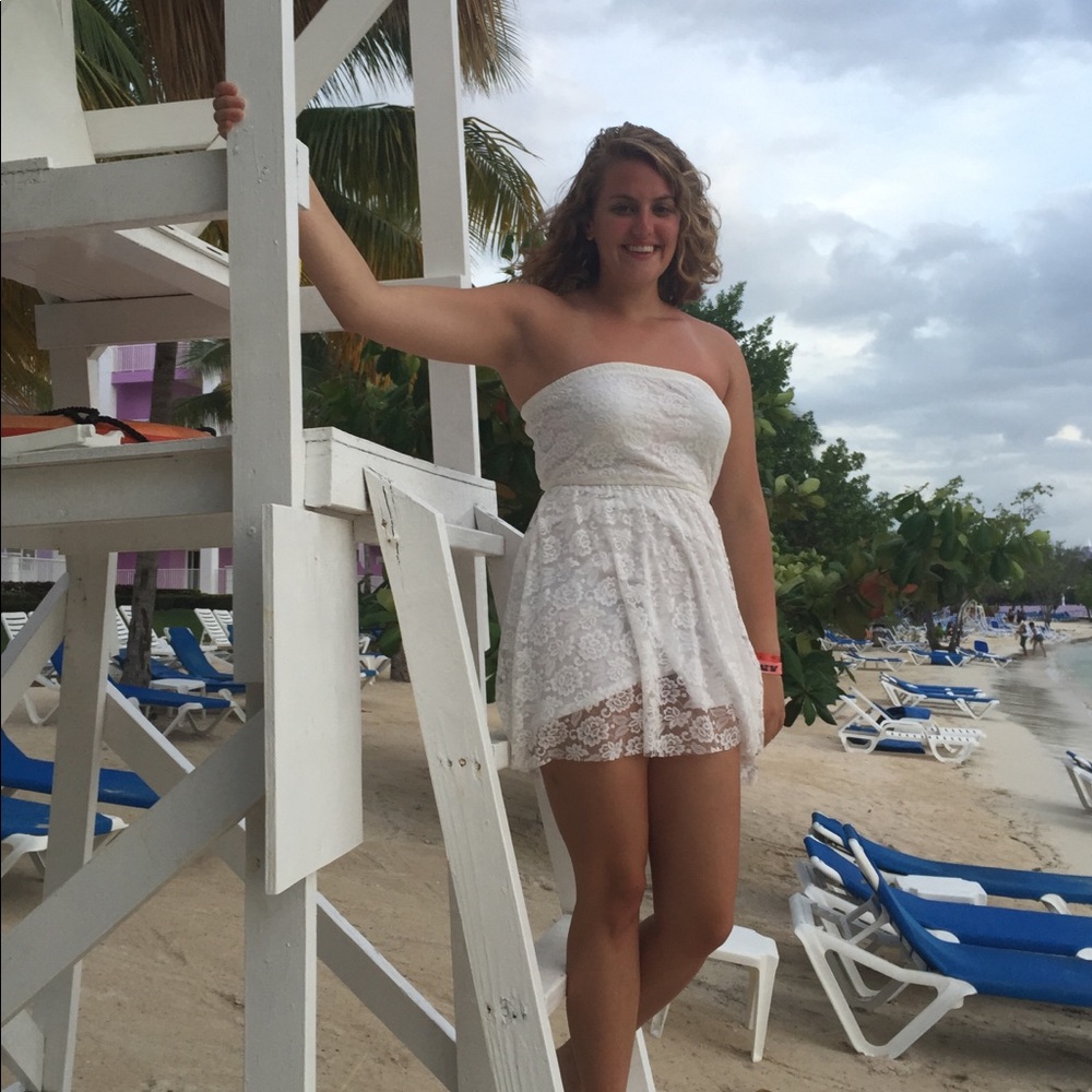 Strapless Hollister lace dress.